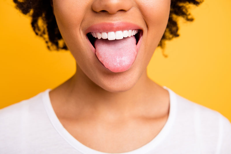 Woman sticking out her tongue